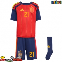 Camisa de Futebol Espanha Mikel Oyarzabal #21 Equipamento Principal Infantil Mundo 2026 Manga Curta (+ Calças curtas)